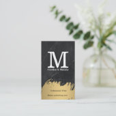 モノグラモダンム |黒い大理石 |ブラシ金ゴールド 名刺 (スタンド正面)
