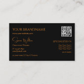 モノグラモダンムQRコード付きプレーンブラックオレンジ 名刺 (裏面)