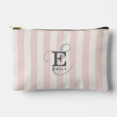 モノグラユニークムスタイリッシュタイポグラフィピンクストライプ アクセサリーポーチ (正面)