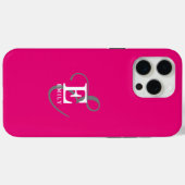 モノグラユニークムスタイリッシュタイポグラフィホットピンク Case-Mate iPhoneケース (裏面 (横))