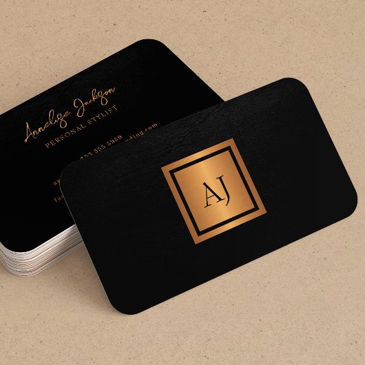 モノグラユニークムモダンプロフェッショナル金ゴールドブラック 名刺