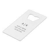 モノグラユニークム写真の保存日付 クレジットカード栓抜き (正面アングル)