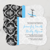 モノグラーエレガントド黒白結婚ズ 招待状 (正面/裏面)