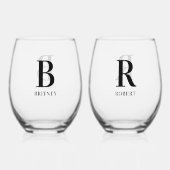 モノグラーパーソナライズされたド黒人家族 ステムなしワイングラス (正面)