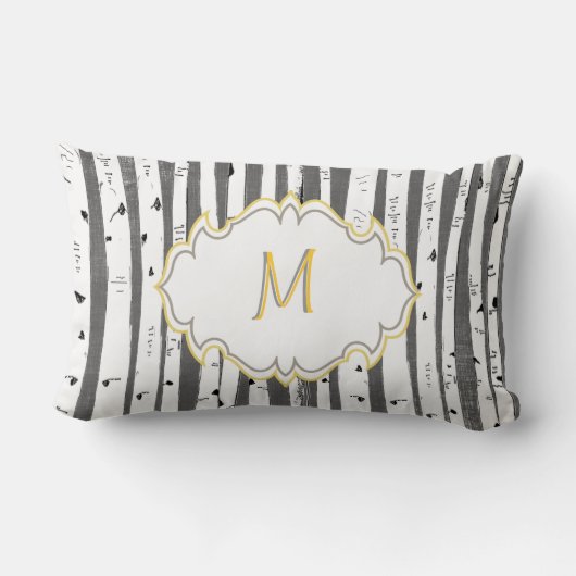 モノグラームとリネンの樺の木ツリーピロー ランバークッション (裏面)