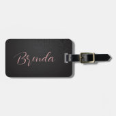 モノグラームのダークグレー抽象芸術テクスチャ ラゲッジタグ (正面横)