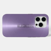 モノグラームのプラムパープルメタリック背景 Case-Mate iPhoneケース (裏面 (横))