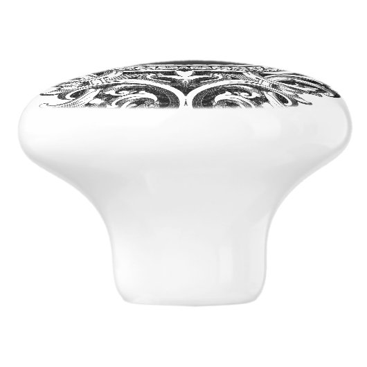 モノグラームエレガントグレイフローラオーナメント セラミックノブ (側面)