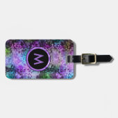 モノグラームカラフルディスコグリッターパープルオーバートーン ラゲッジタグ (正面横)