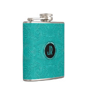モノグラームターコイズエンボスフローラダマスク フラスク (右)