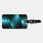 モノグラームターコイズグフェイクリーン金属デザイン ラゲッジタグ (正面横)