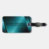 モノグラームターコイズグフェイクリーン金属デザイン ラゲッジタグ (裏面横)