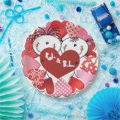 モノグラームハート紙プレート ペーパープレート (パーティー)