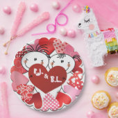 モノグラームハート紙プレート ペーパープレート (パーティー)