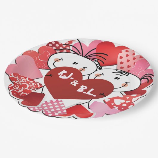 モノグラームハート紙プレート ペーパープレート (アングル)