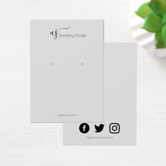 モノグラーム化されたソーシャルメディアのイヤリングディスプレイカード (デスク)