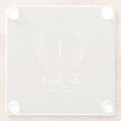 モノグラーム名パーソナライズされた家族の素朴なラップ ガラスコースター (裏面)