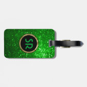 モノグラーム明るい緑のトーングリッターテクスチャ ラゲッジタグ (裏面横)