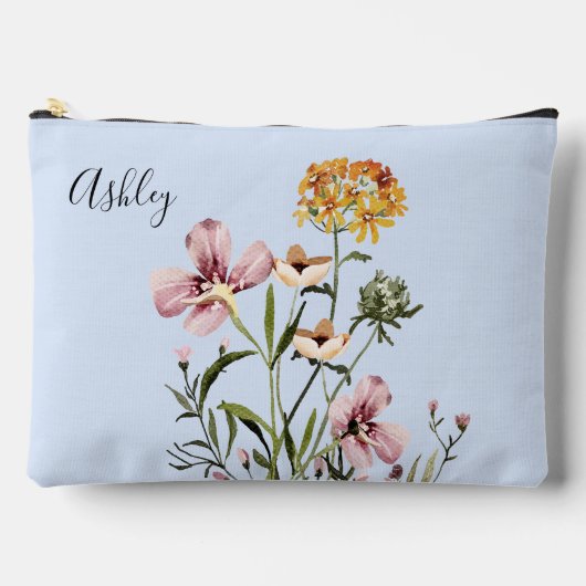 モノグラーム水の色ワイルドフラワーブーケ#1 アクセサリーポーチ (正面)