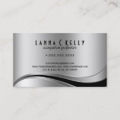 モノグラーム無地メタリックシルバー&ブラック 名刺 (裏面)