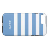 モノグラーム白ストライプスカイブルー背景 Case-Mate iPhoneケース (裏面(横))