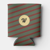 モノグラーム赤と緑のストリップパターン 缶クーラー (正面)