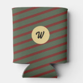 モノグラーム赤と緑のストリップパターン 缶クーラー (裏面)