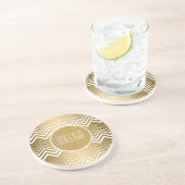 モノグラーム金ゴールドとホワイトジグザグシェブロン コースター (側面)