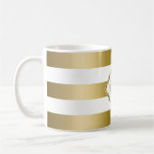 モノグラーム金ゴールドストライプ幾何学的パターン コーヒーマグカップ (左)