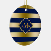 モノグラーム金ゴールドストライプ幾何学的パターン セラミックオーナメント (右)