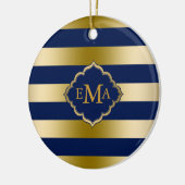 モノグラーム金ゴールドストライプ幾何学的パターン セラミックオーナメント (左)