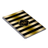 モノグラーム金ゴールドストライプ幾何学的パターン ノートブック (右側)