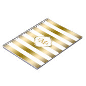 モノグラーム金ゴールドストライプ幾何学的パターン ノートブック (左側)