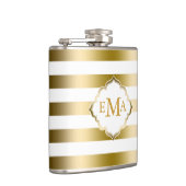 モノグラーム金ゴールドストライプ幾何学的パターン フラスク (右)