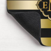 モノグラーム金ゴールドストライプ幾何学的パターン マウスパッド (コーナー)