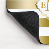 モノグラーム金ゴールドストライプ幾何学的パターン マウスパッド (コーナー)