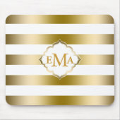 モノグラーム金ゴールドストライプ幾何学的パターン マウスパッド (正面)