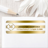 モノグラーム金ゴールドストライプ幾何学的パターン ラベル (インサイチュ)