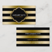 モノグラーム金ゴールドストライプ幾何学的パターン 名刺 (正面/裏面)