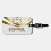 モノグラーム金ゴールド及び白フローラダマスク ラゲッジタグ (正面横)