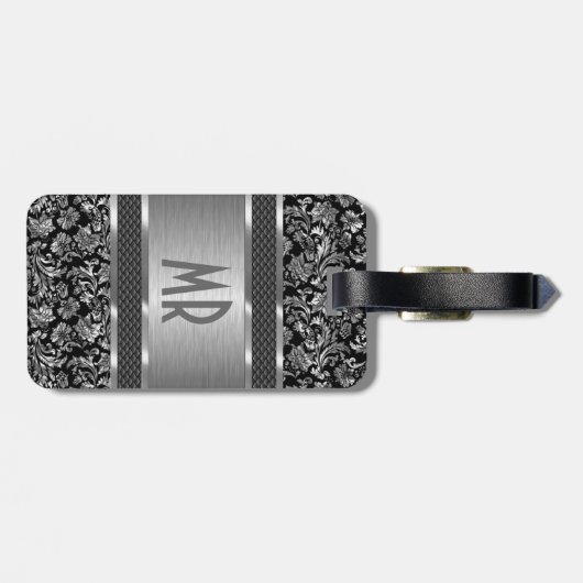 モノグラーム金属シルバーブラシ仕上げアルミルック ラゲッジタグ (裏面横)