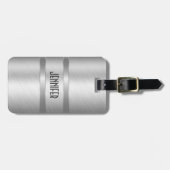 モノグラーム金属シルバーブラシ仕上げアルミルック ラゲッジタグ (正面横)