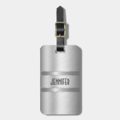 モノグラーム金属シルバーブラシ仕上げアルミルック ラゲッジタグ (正面縦)