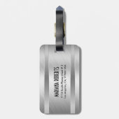 モノグラーム金属シルバーブラシ仕上げアルミルック ラゲッジタグ (裏面縦)