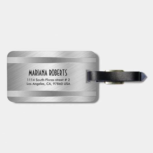 モノグラーム金属シルバーブラシ仕上げアルミルック ラゲッジタグ (裏面横)