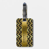 モノグラーム金属金ゴールドジグザグ山形パターン ラゲッジタグ (裏面縦)