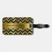 モノグラーム金属金ゴールドジグザグ山形パターン ラゲッジタグ (裏面横)