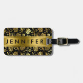 モノグラーム金属金ゴールドフローラダマスク ラゲッジタグ (正面横)