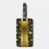 モノグラーム金属金ゴールドフローラダマスク ラゲッジタグ (裏面縦)