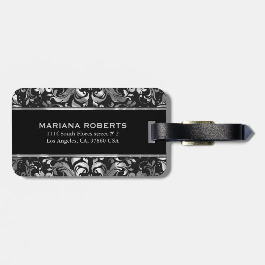 モノグラーム金属銀オランテフローラダマスク2 ラゲッジタグ (裏面横)